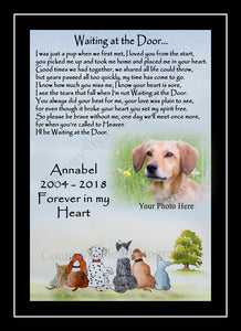 Personalised Pet Dog Rainbow Bridge Memorial Print Waiting at the Door