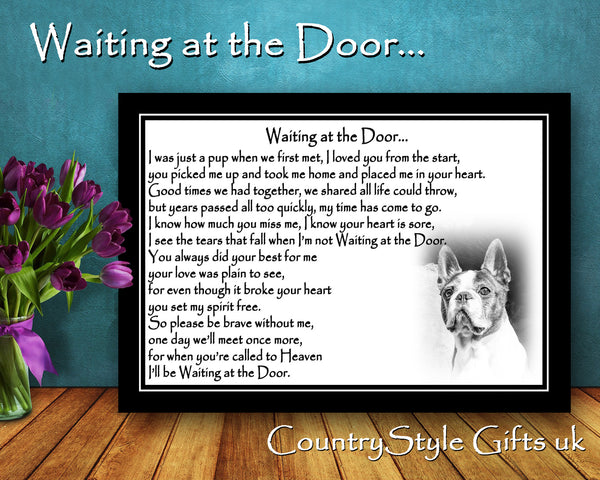 Boston Terrier Pet Dog Memorial Gift Waiting at the Door Print